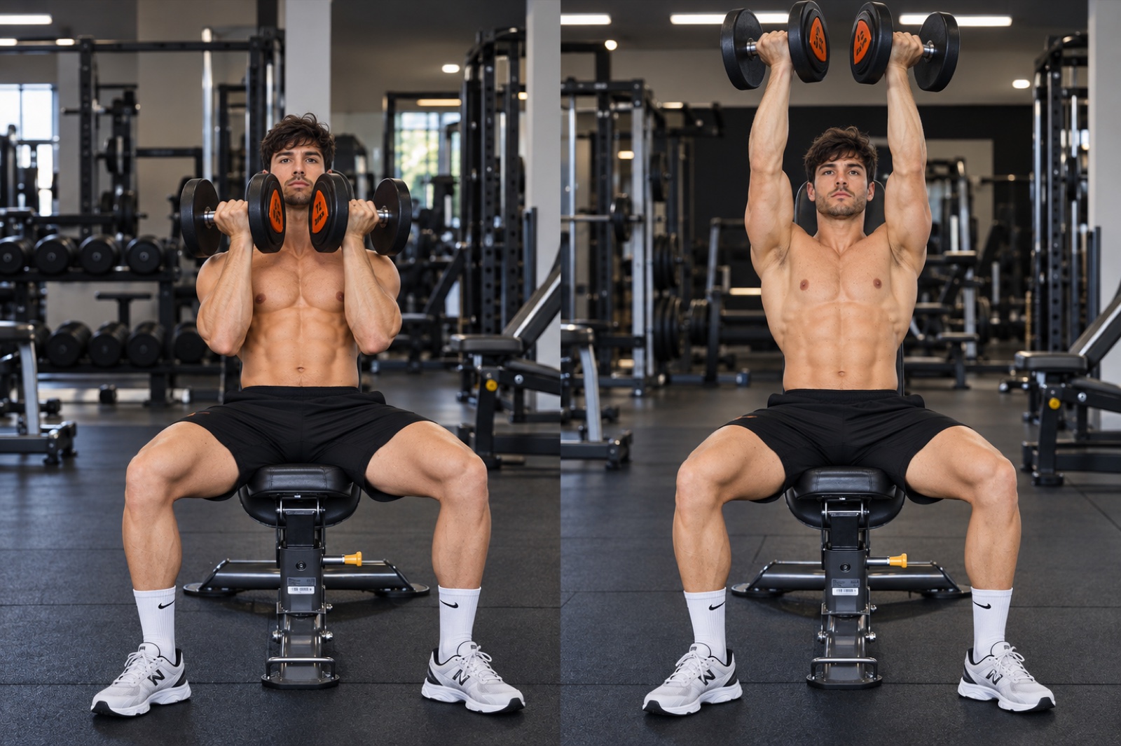 Arnold press — esecuzione corretta, vista laterale