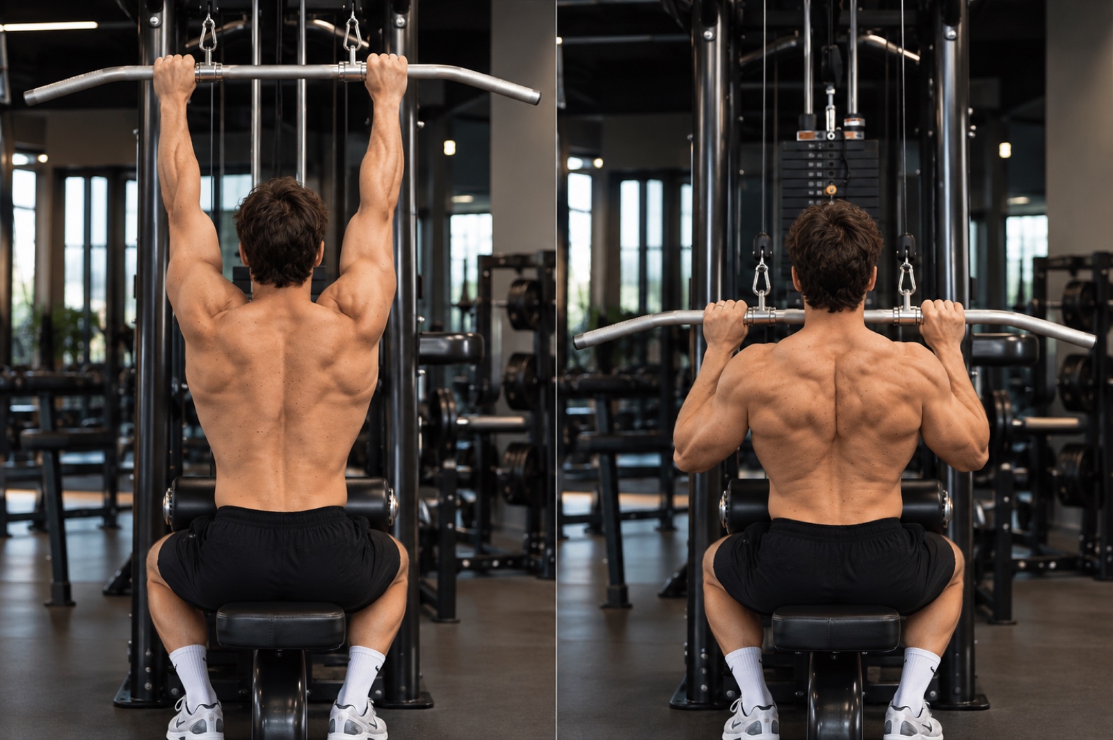 Lat machine — esecuzione corretta, vista laterale